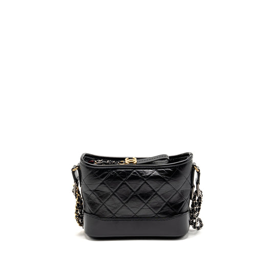 Chanel Small Gabrielle Hobo Bag with Top Handle aged calfskin black multicoloured hardware