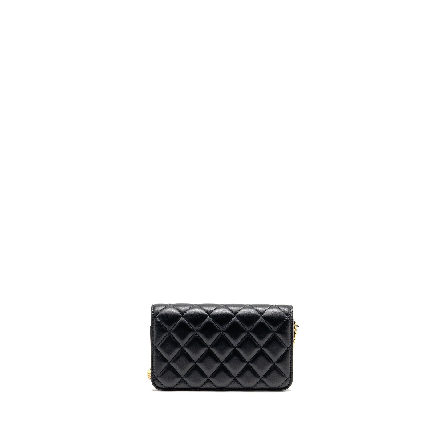 Chanel Pearl Crush Mini Flap Wallet on Chain Lambskin Black GHW (Microchip)
