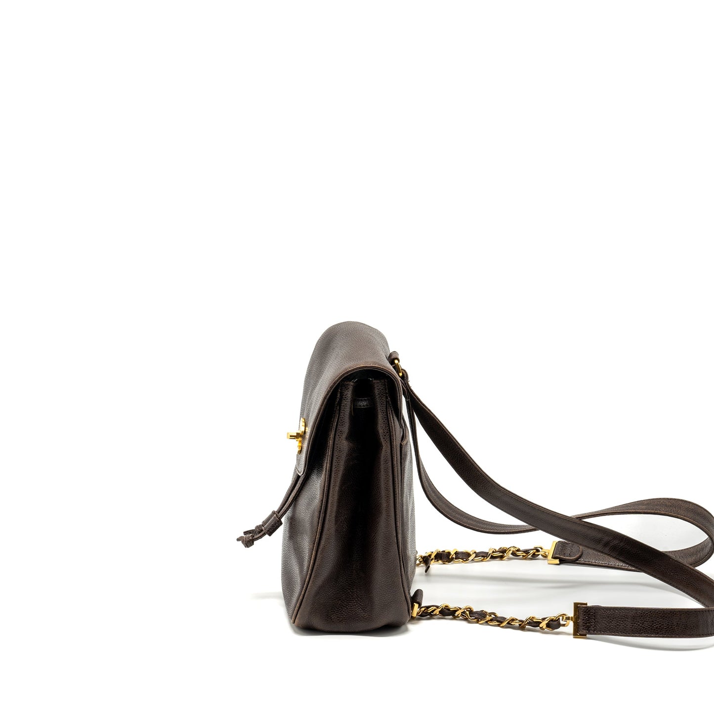 Chanel Vintage flap backpack caviar brown GHW