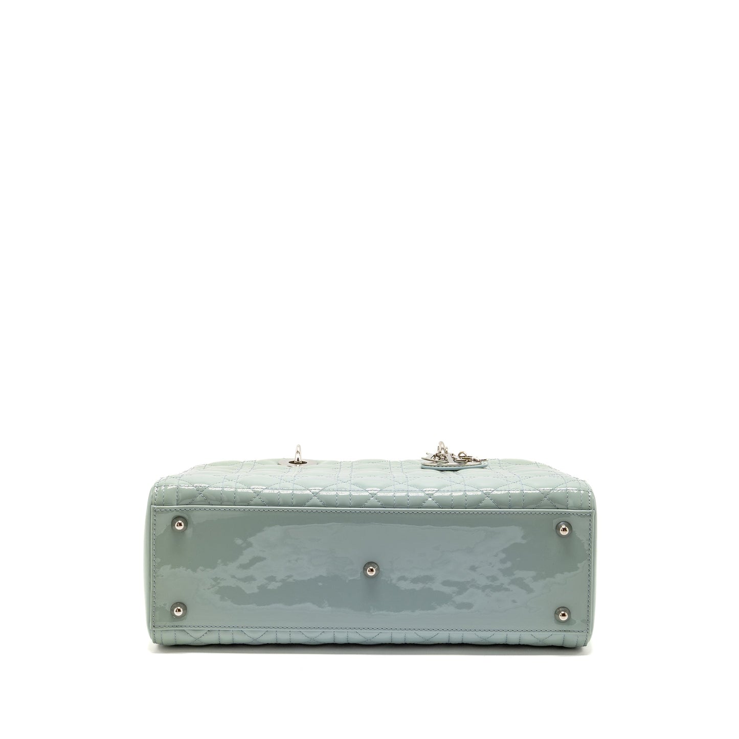 Dior Large Lady Dior Patent Light Blue SHW