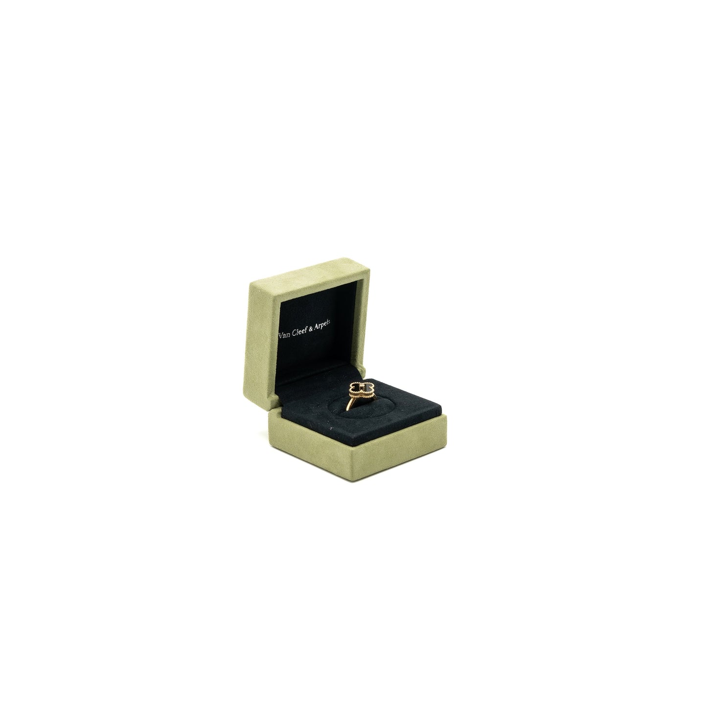 Van Cleef & Arpels Size 55 Vintage Alhambra Ring Onyx,18k Yellow Gold, Diamond