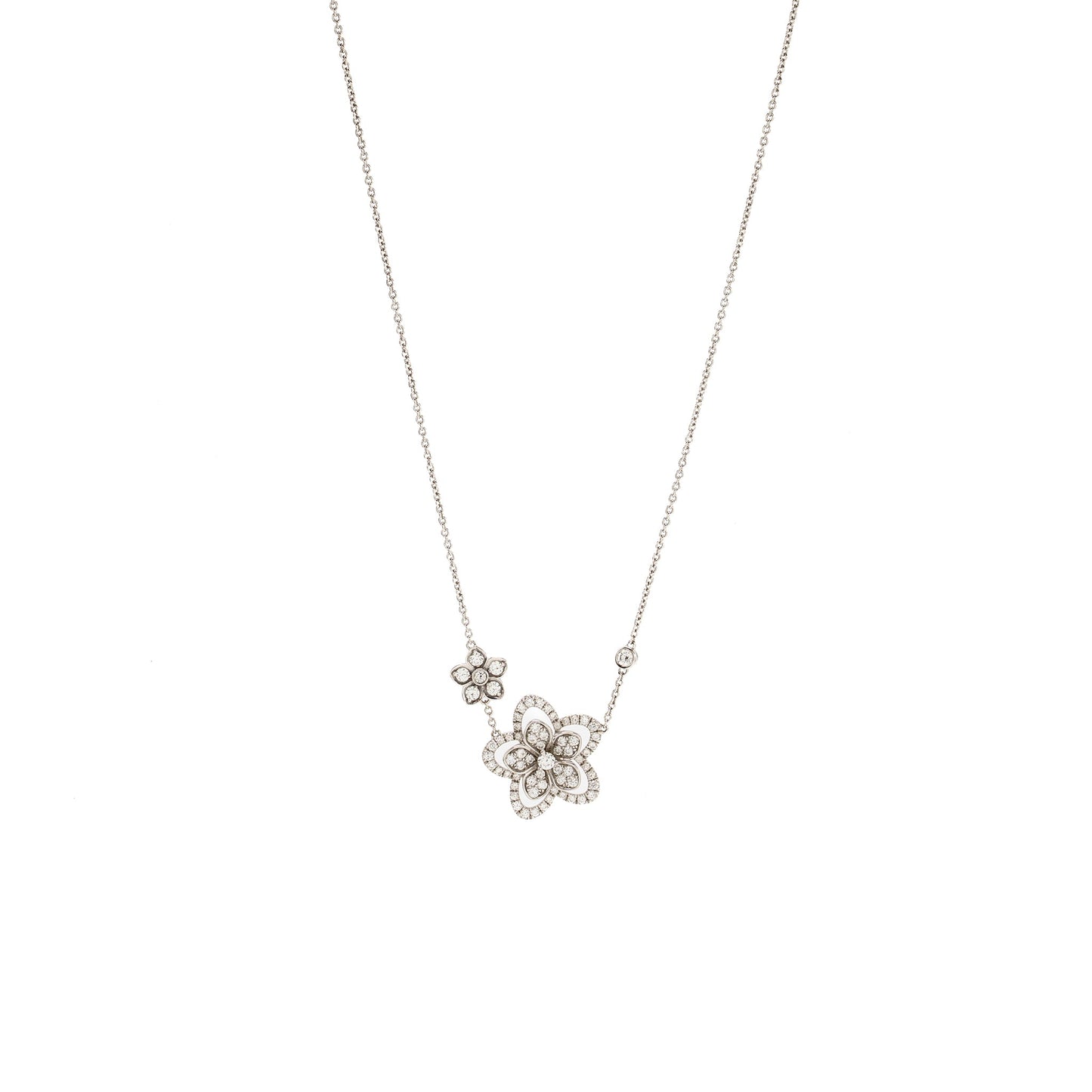 Graff Wild Flower Double Diamond Pendant White Gold, Diamonds