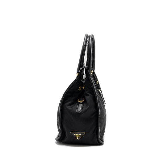 Prada tote bag nylon / leather black GHW