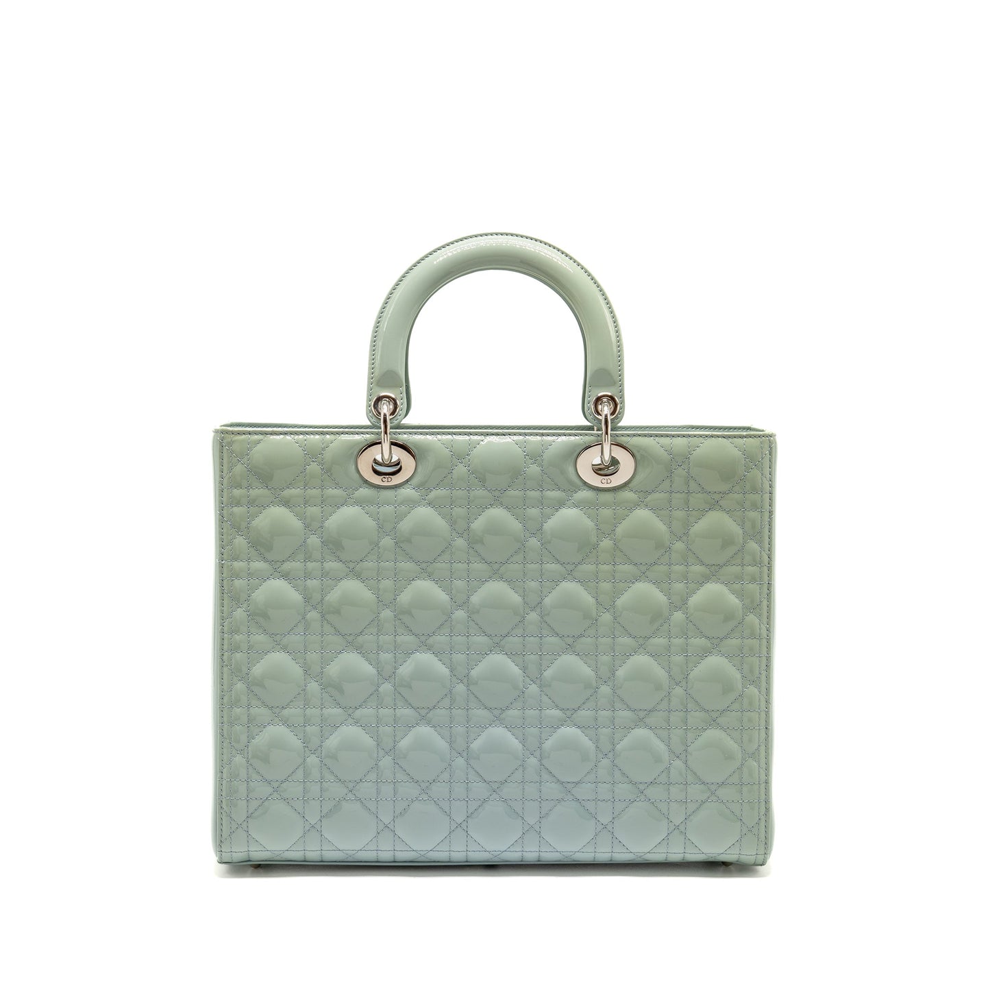 Dior Large Lady Dior Patent Light Blue SHW