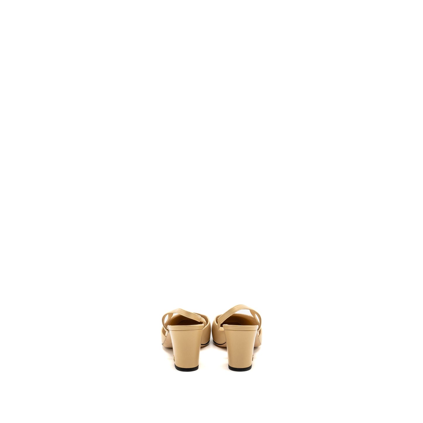 Chanel Size 36 Slingback Pumps Leather Beige / Black