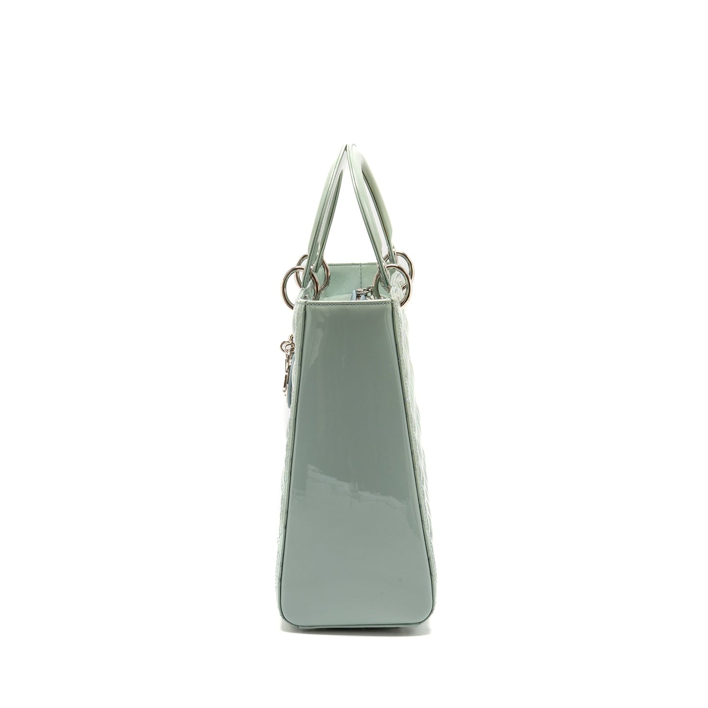 Dior Large Lady Dior Patent Light Blue SHW