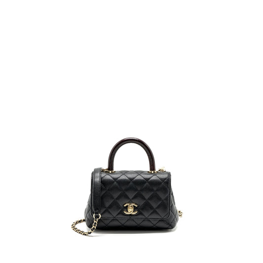Chanel Coco Handle Extra Mini With Lizard Embossed Handle Caviar Black LGHW(microchip)