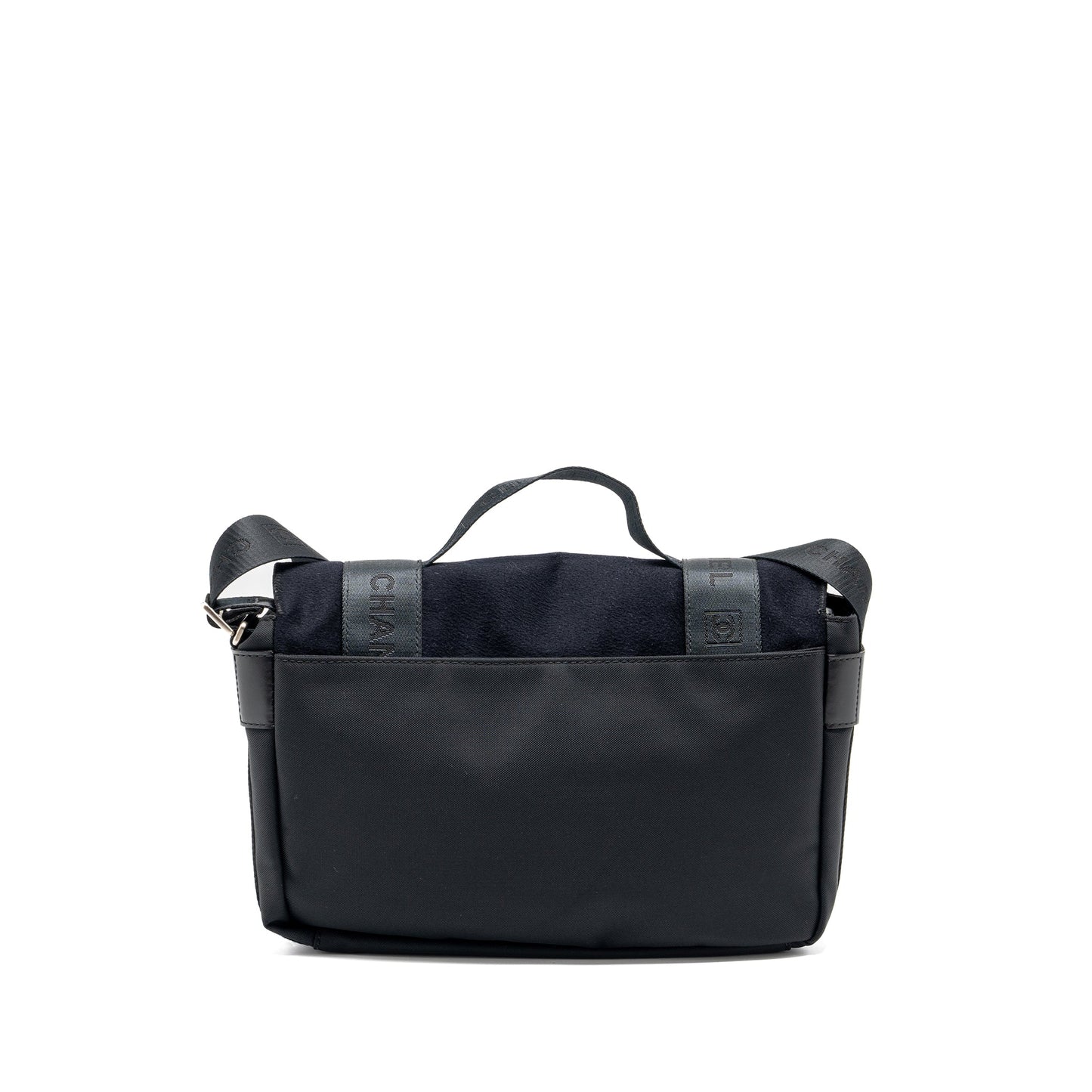 Chanel vintage messenger shoulder bag felt/canvas black SHW