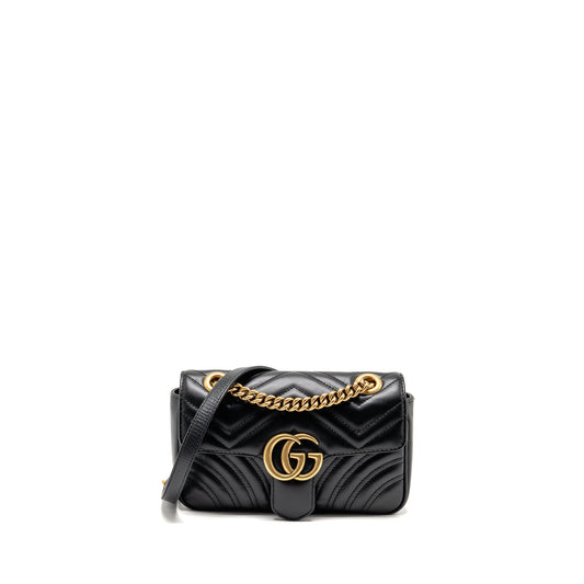Gucci Small GG Marmont Shoulder Bag Calfskin Black GHW