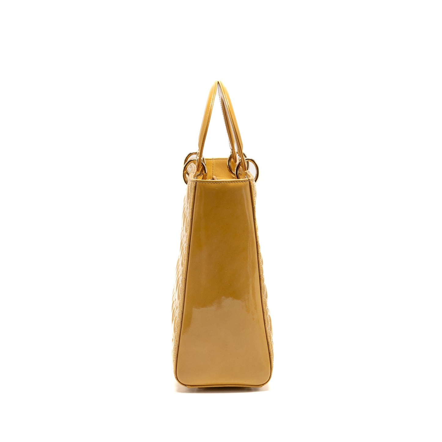 Dior Large Lady Dior Patent Leather Beige LGHW