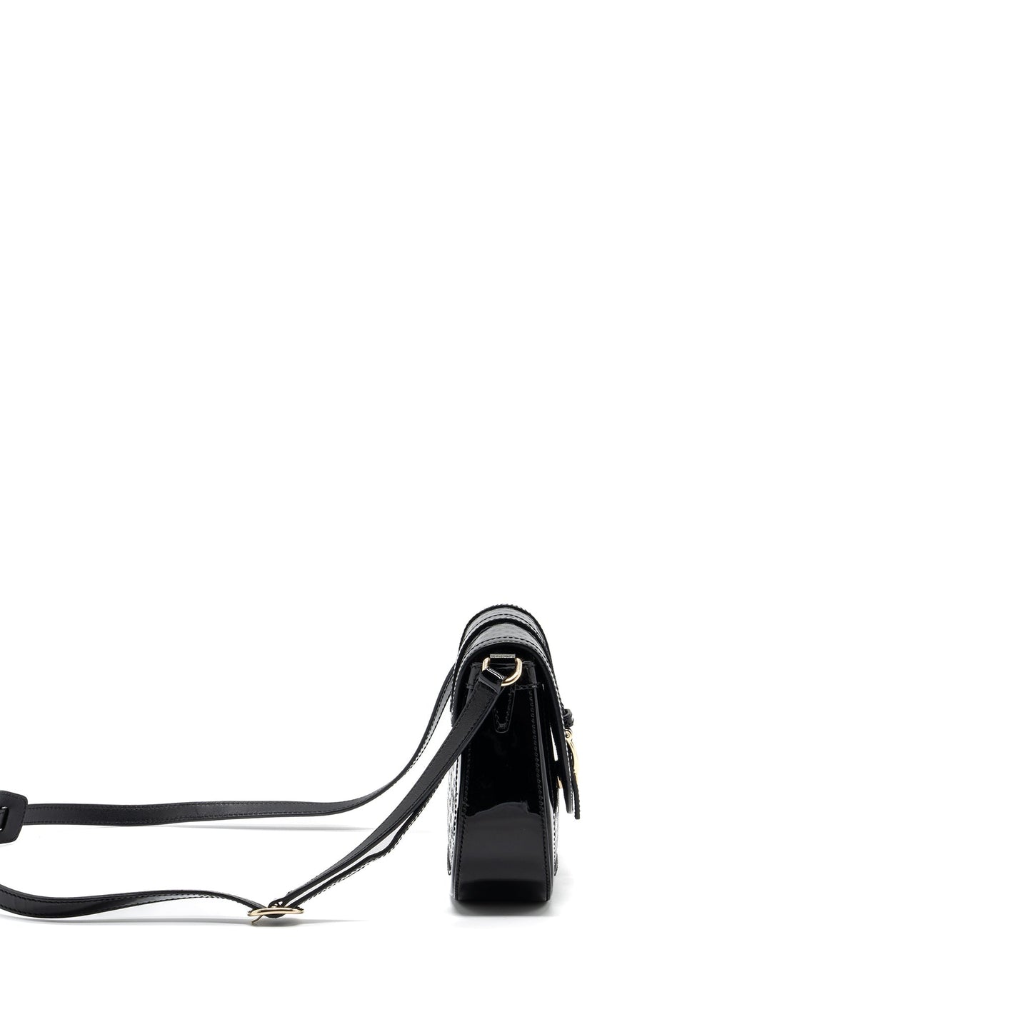 Gucci messenger crossbody bag patent black LGHW