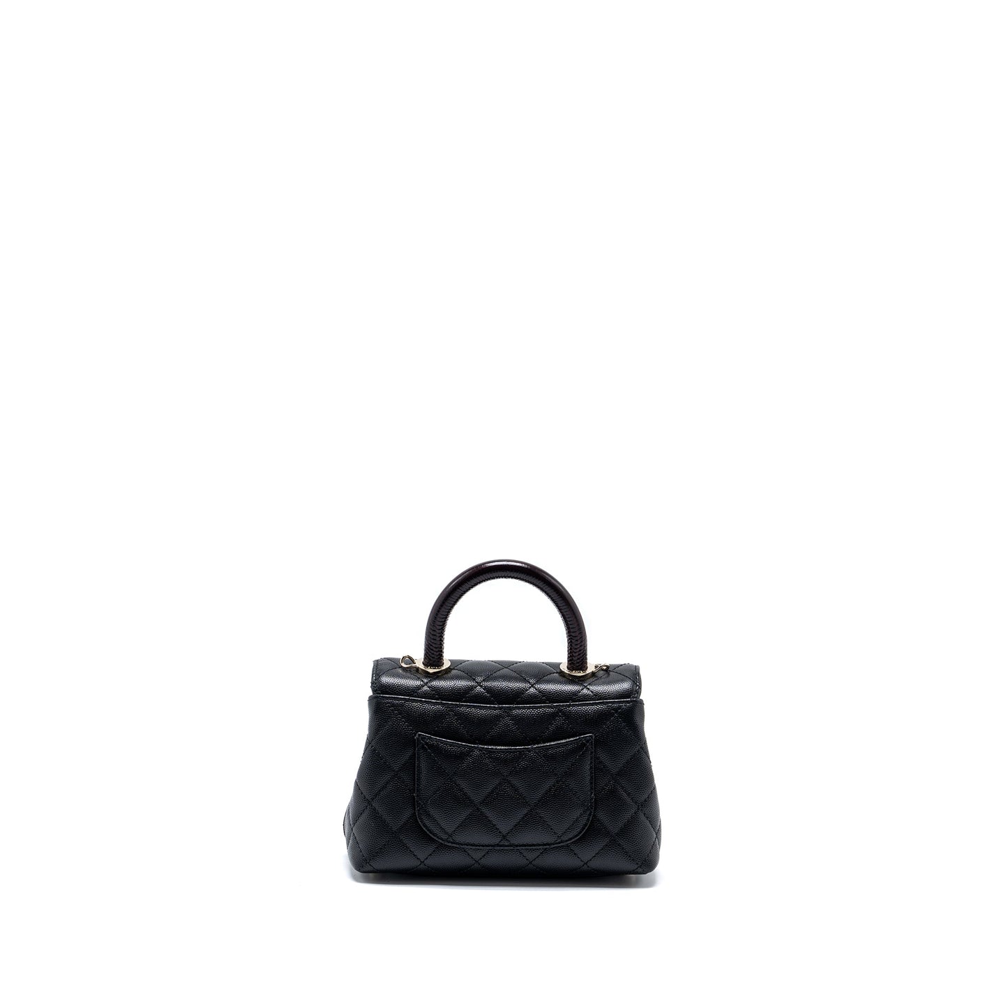 Chanel Mini Coco Handle with Lizard Embossed Handle Caviar Black LGHW (microchip)