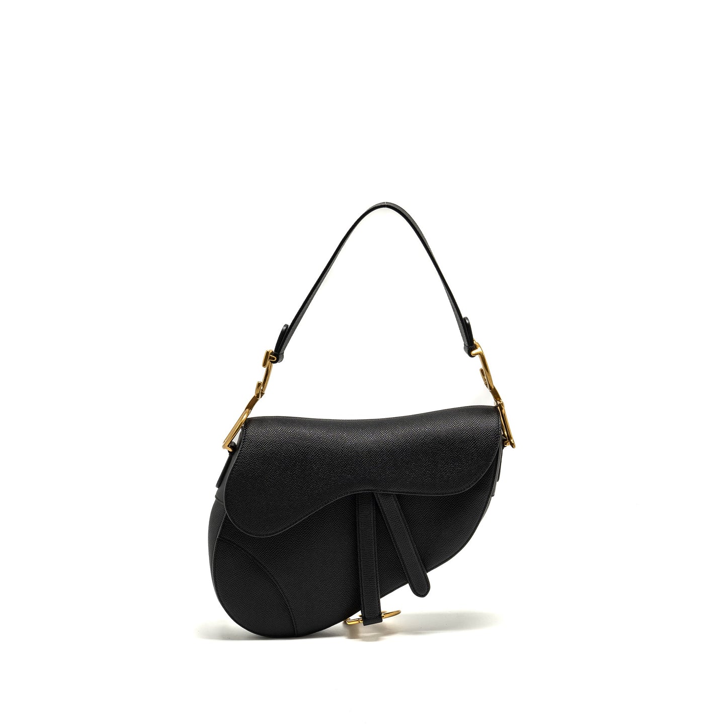 Dior Medium Saddle grained calfskin black GHW