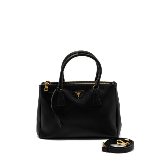 Prada double zip tote bag saffiano calfskin black GHW