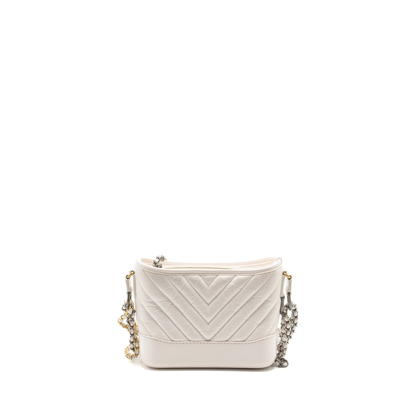 Chanel small chevron Gabrielle hobo bag calfskin white multicolour hardware