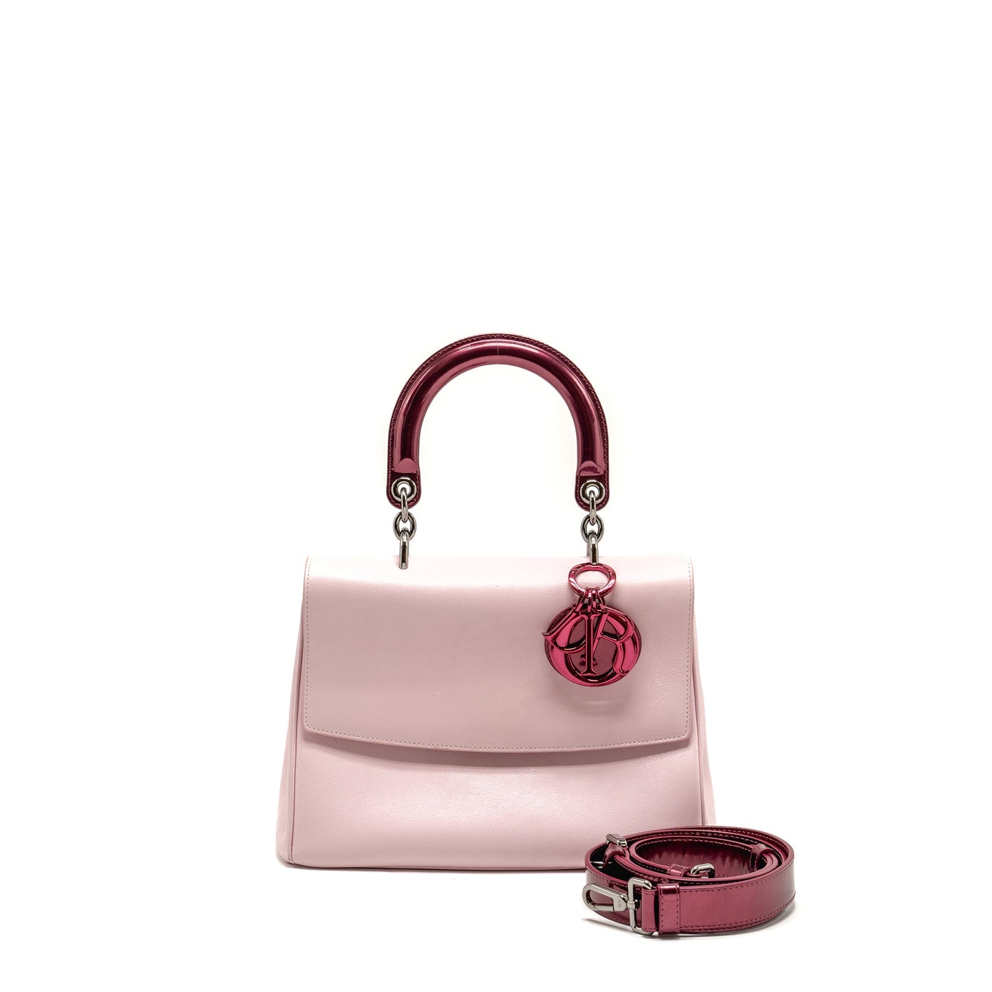 Dior Medium Be Dior Flap Bag Calfskin/Metallic Patent Pink SHW
