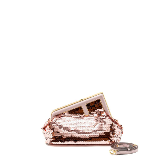 Fendi Small Fendi First Clutch bag Sequin Pink/Multicolour GHW