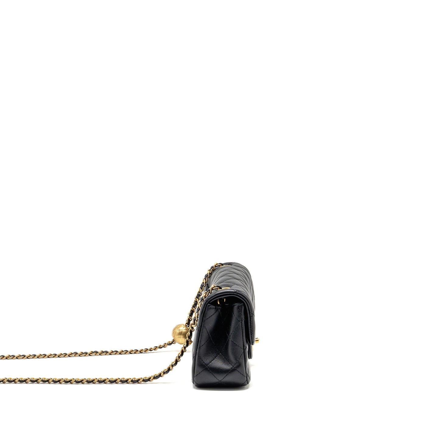 Chanel Pearl Crush mini rectangular flap bag lambskin black GHW (microchip)