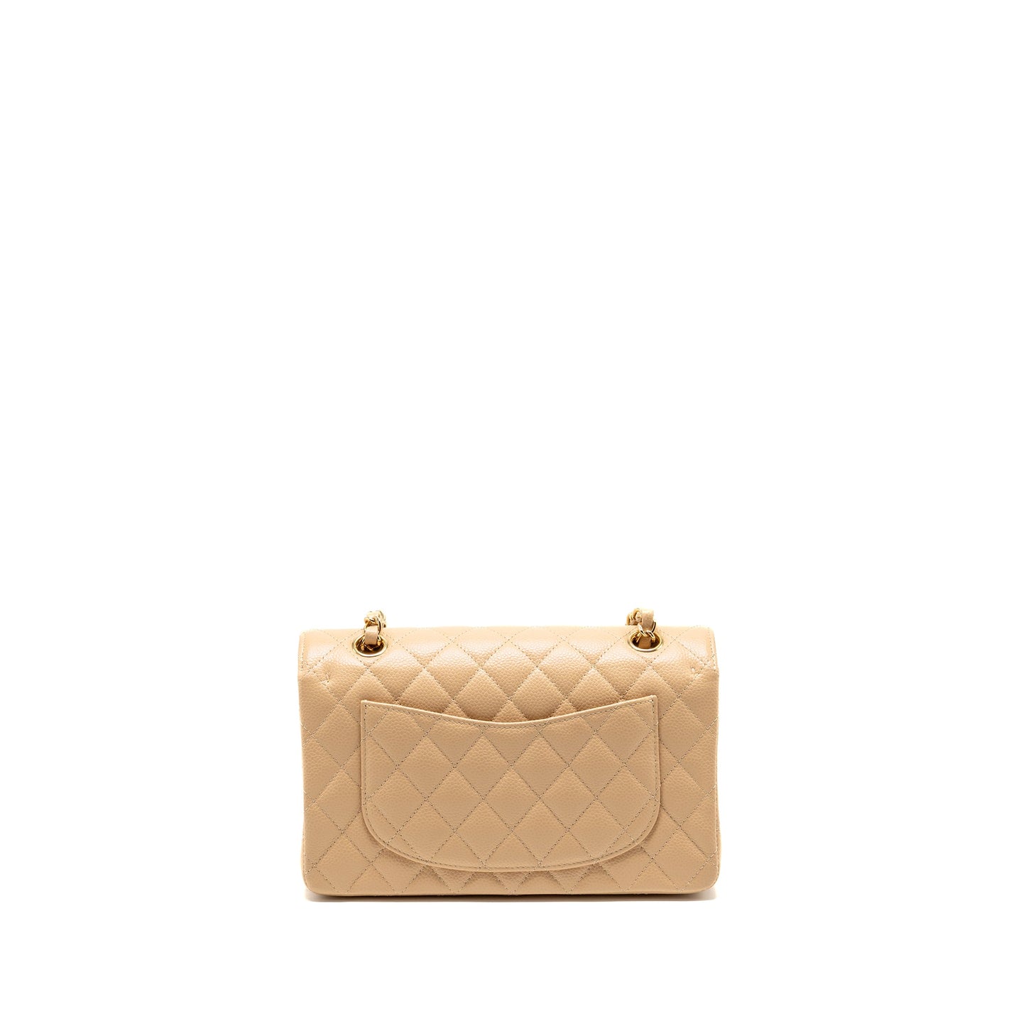 Chanel small classic double flap bag caviar beige GHW