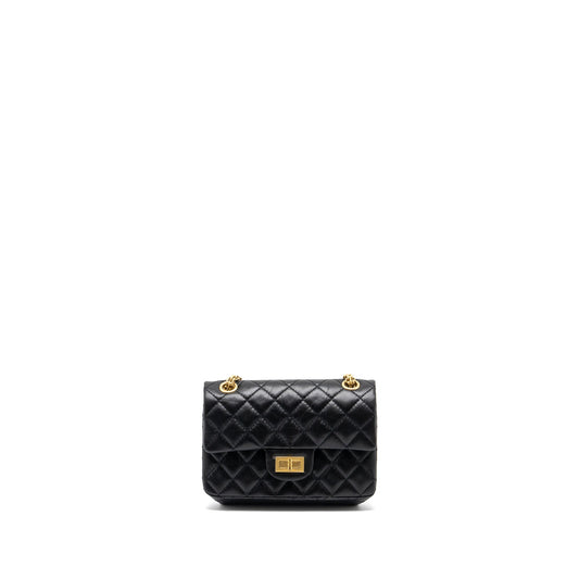 Chanel Mini 2.55 Reissue Flap Bag Aged Calfskin Black GHW (Microchip)