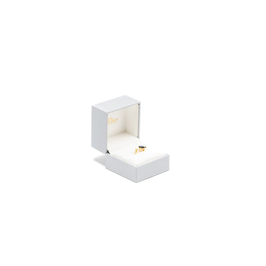 Luxury Dior Size 49 Rose Celeste Ring Yellow/White Gold/Diamond/Onyx/Mother of Pearl