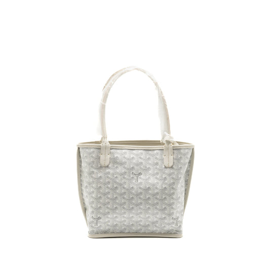 Goyard Mini Anjou Tote Bag Goyardine Canvas/Leather White SHW