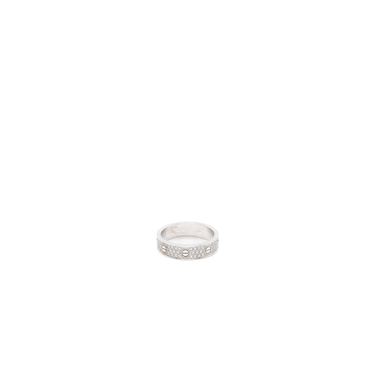 Cartier size 53 love wedding band white gold diamond paved