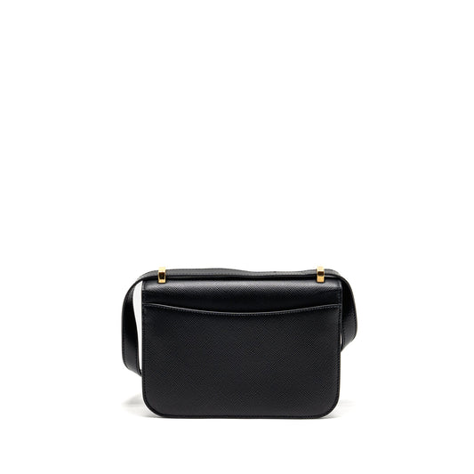 Prada Saffiano Leather Flap Shoulder Bag Calfskin Black GHW