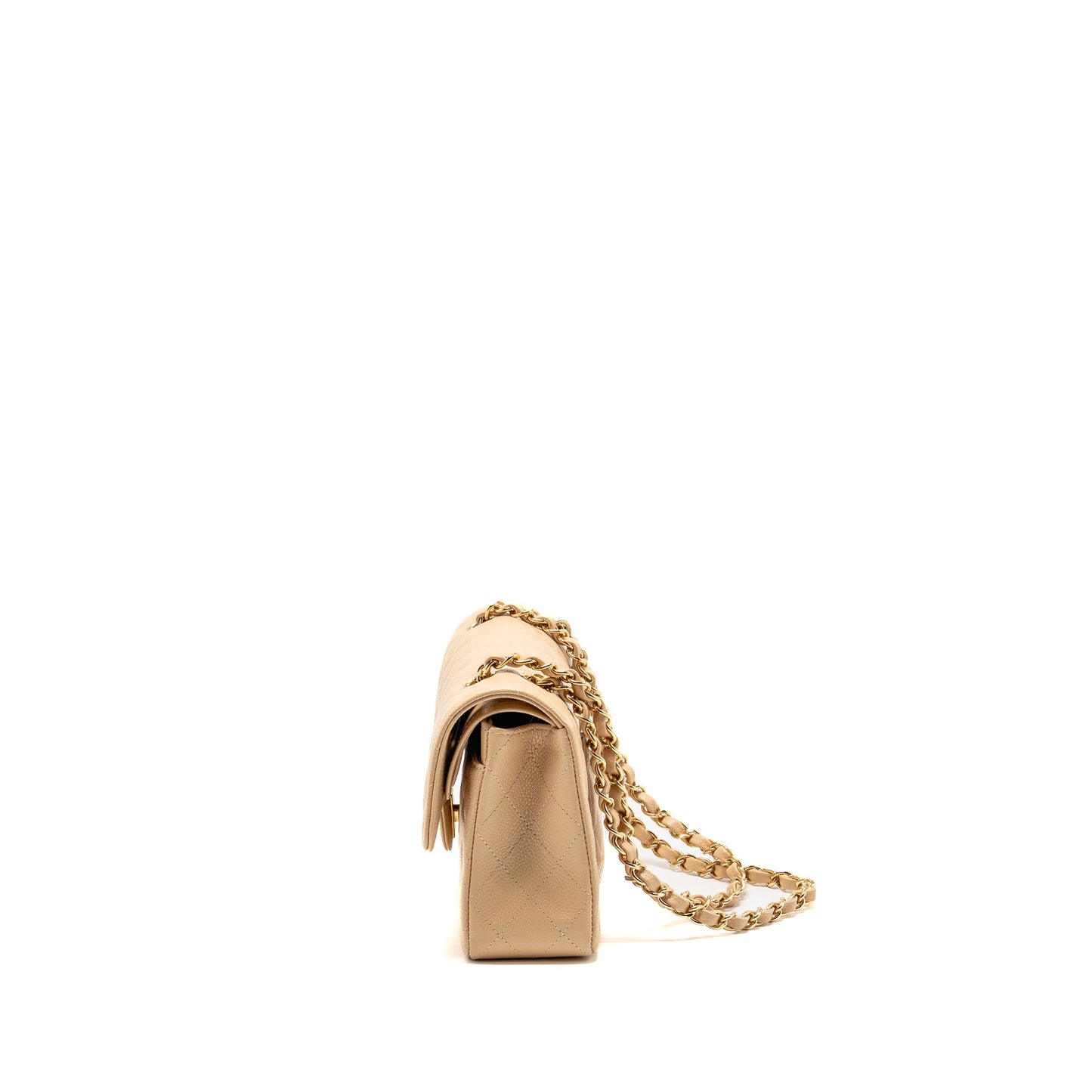 Chanel small classic double flap bag caviar beige GHW