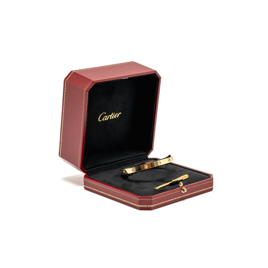 Cartier Size 19 Love Bracelet Classic Model Yellow Gold with 4 Diamonds