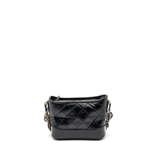 Chanel Small Gabrielle Hobo Bag Aged Calfskin Black Multicolour Hardware