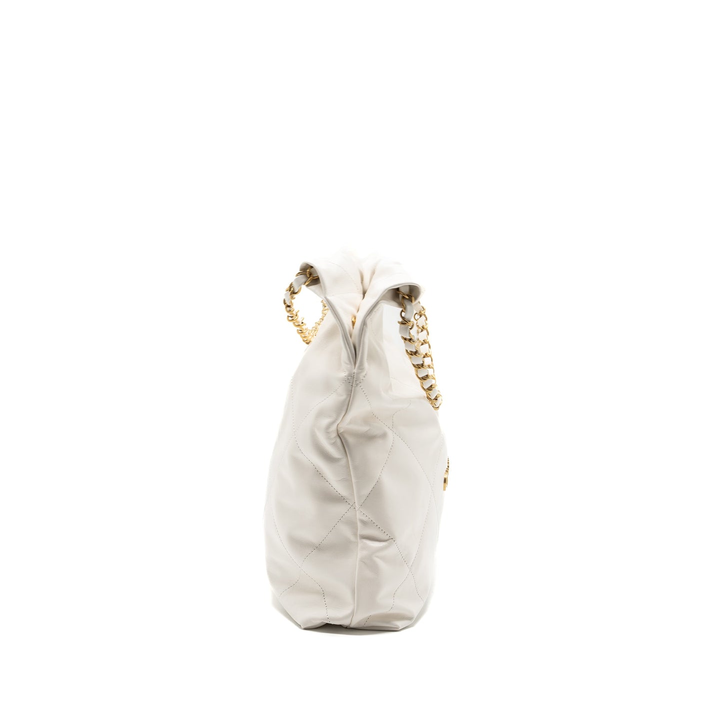 Chanel medium 22 bag calfskin white GHW (microchip)