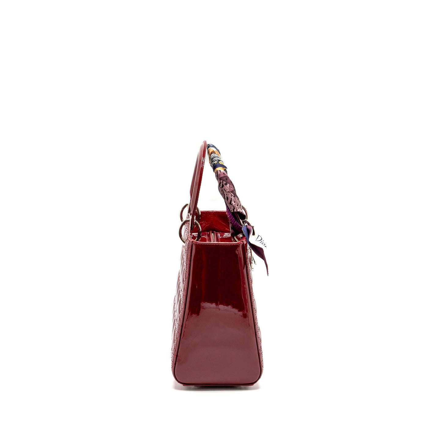 Dior Medium LadyDior Patent Dark Red SHW