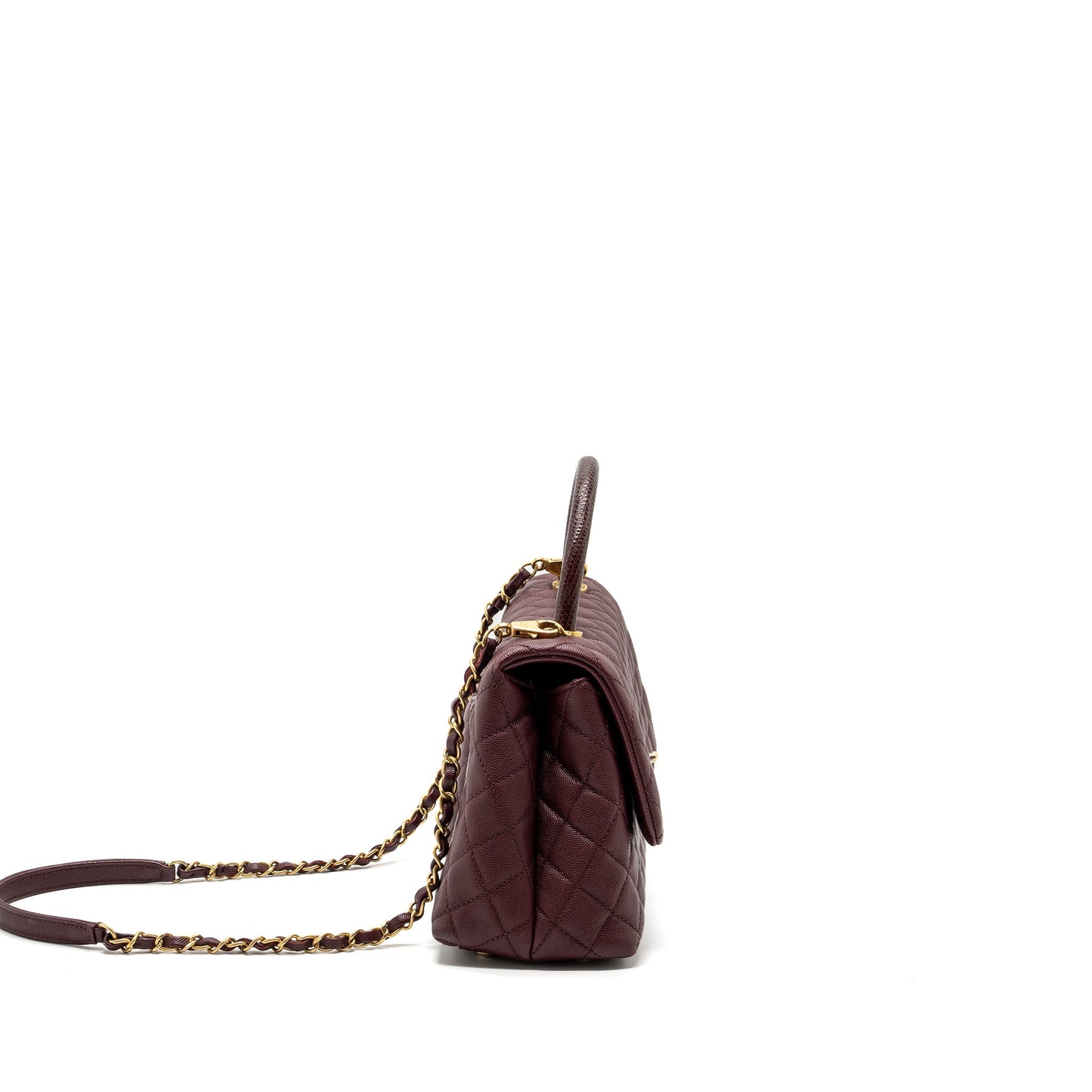 Chanel Medium Coco Handle With Lizard Handle Caviar Burgundy GHW
