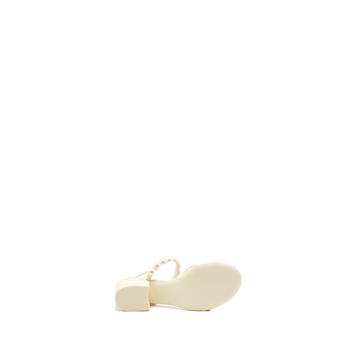 Chanel Size 38.5 Pearl Sandal Leather White SHW