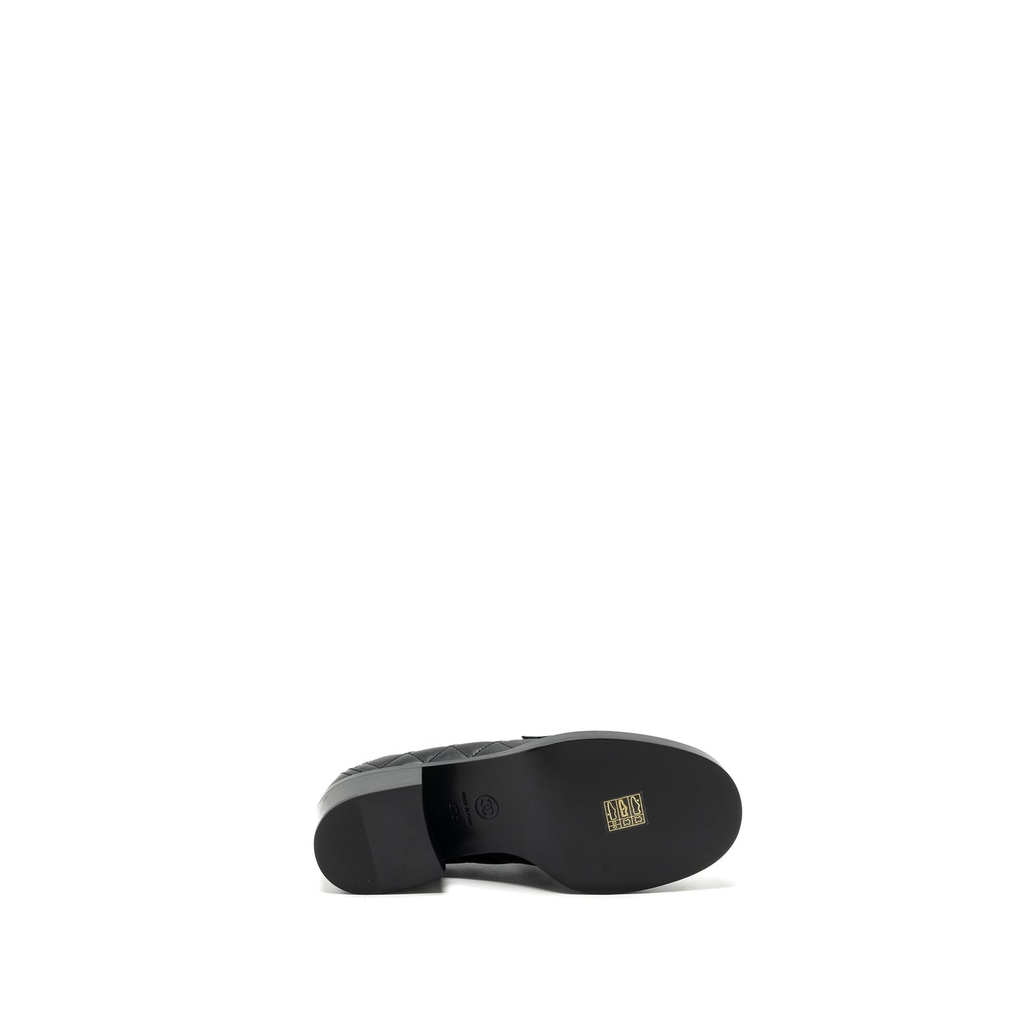 Chanel size 37 heart rock loafers leather black LGHW