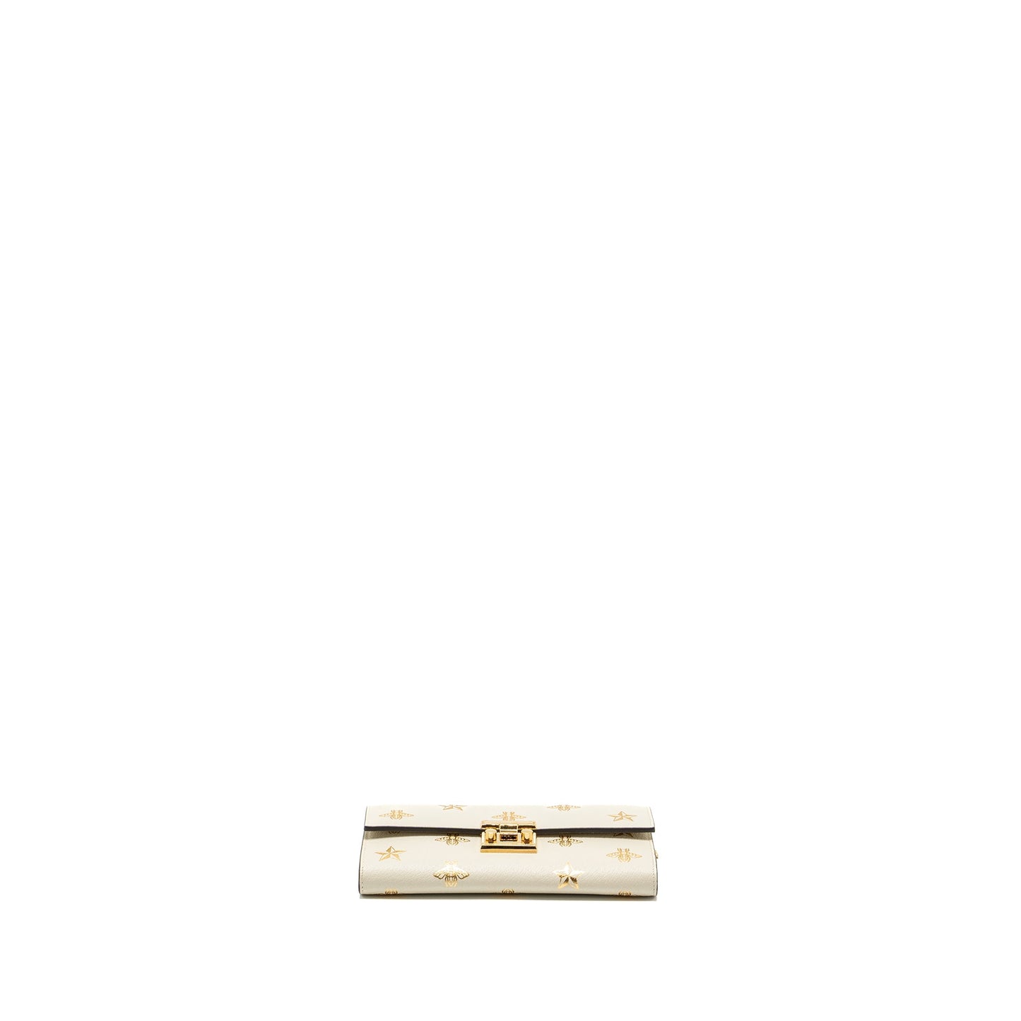 Gucci Mini Padlock Pouch With Chain with Bee Printed Calfskin White/Gold GHW