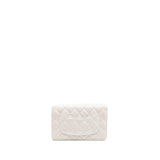 Chanel Giant Chain Classic Wallet on Chain Lambskin White Multicolour Hardware (Microchip)
