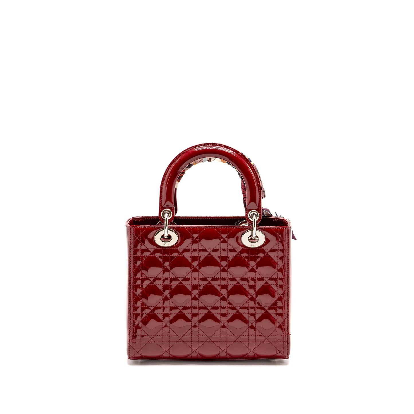 Dior Medium LadyDior Patent Dark Red SHW