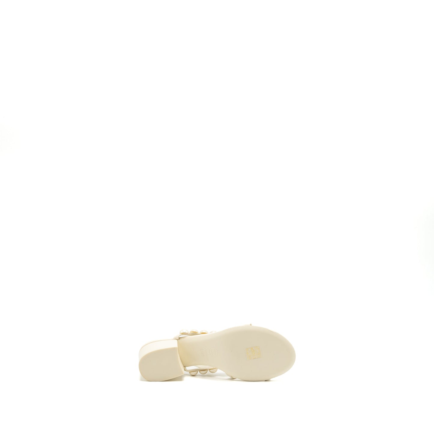 Chanel Size 38.5 Pearl Sandal Leather White SHW
