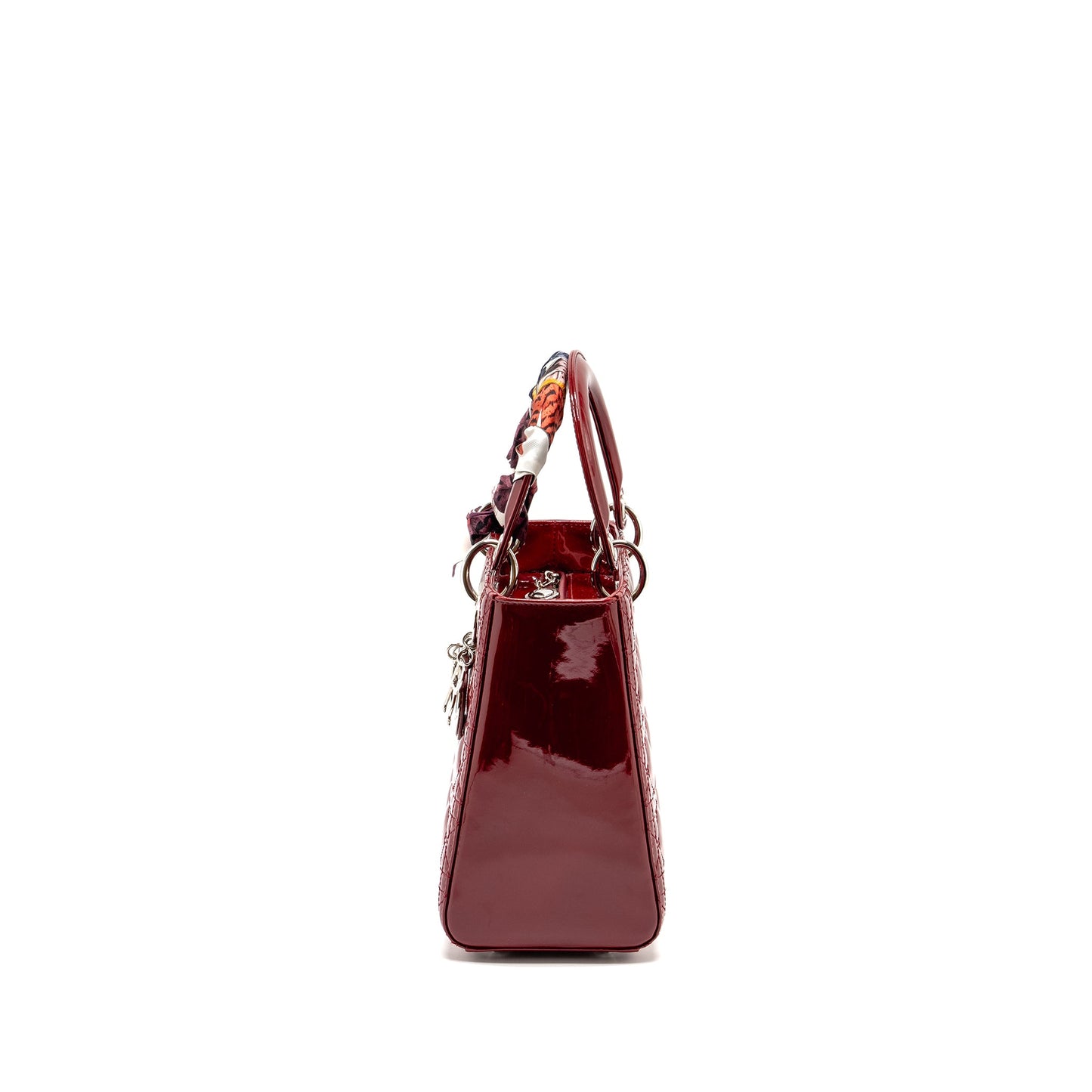Dior Medium LadyDior Patent Dark Red SHW