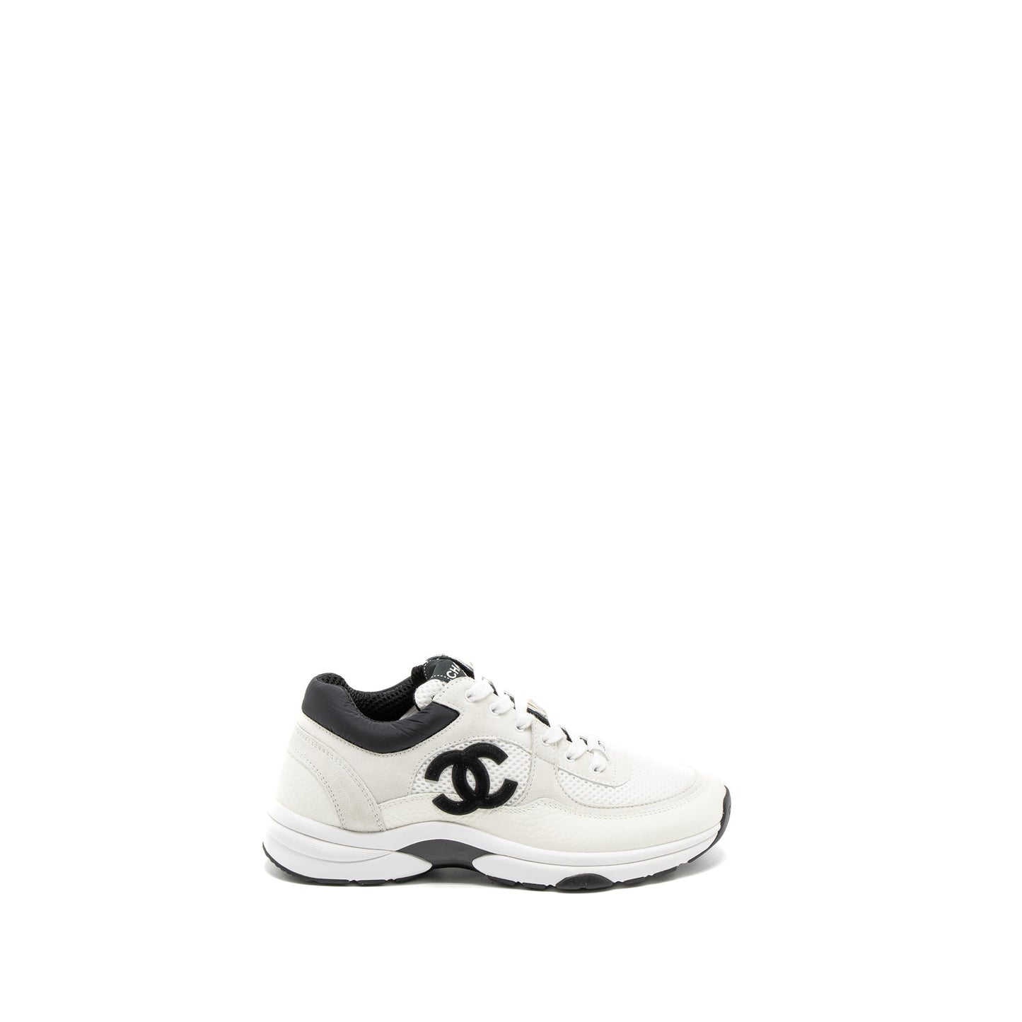 Chanel Size 38 Trainers Suede/Calfskin Black/White