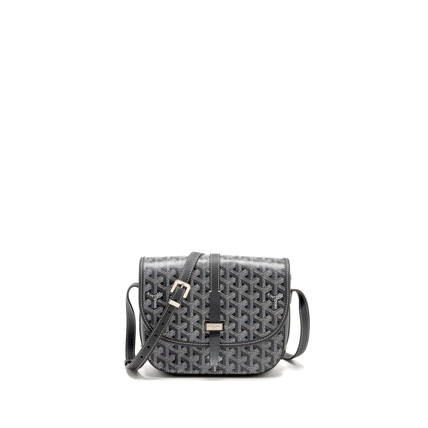 Goyard Belvedere PM Messenger Bag Goyardine Canvas Calfskin Grey SHW