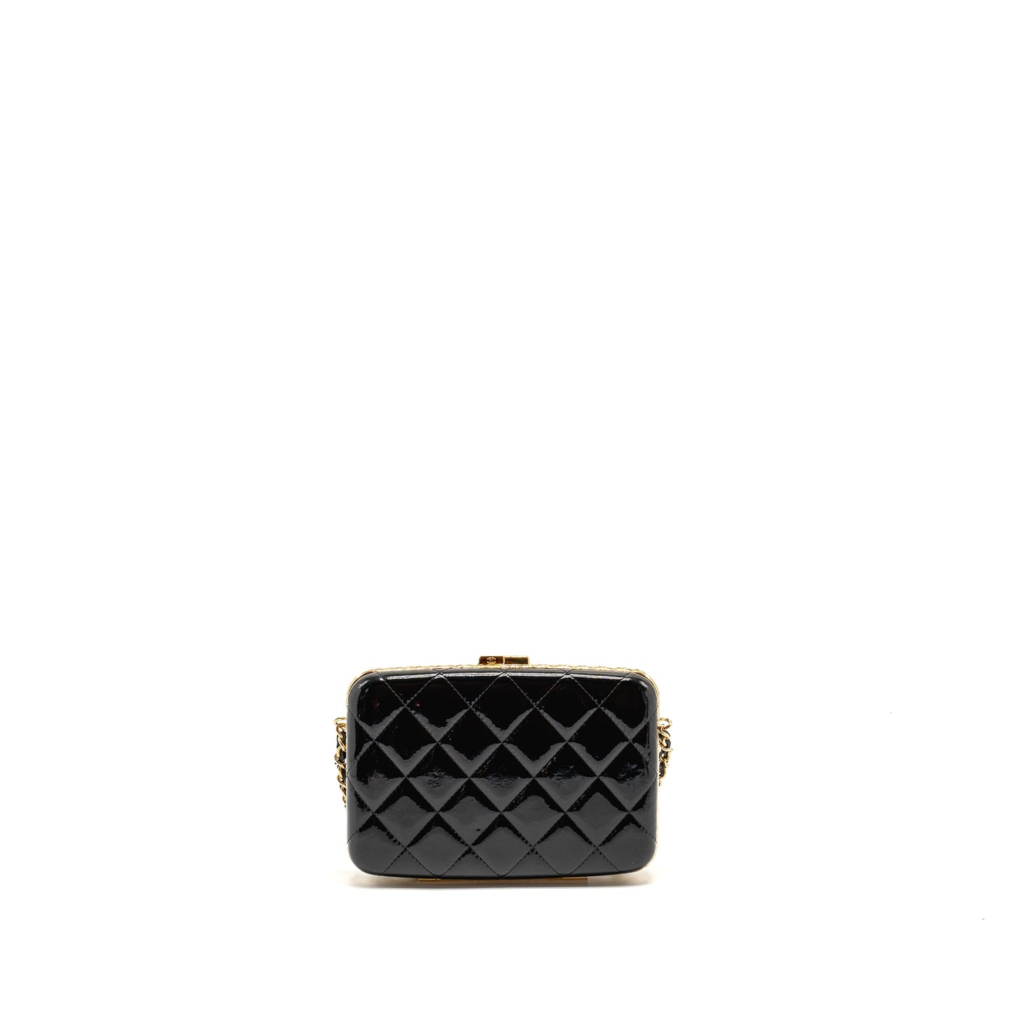 Chanel 21A CC Box with Chain Patent Black GHW