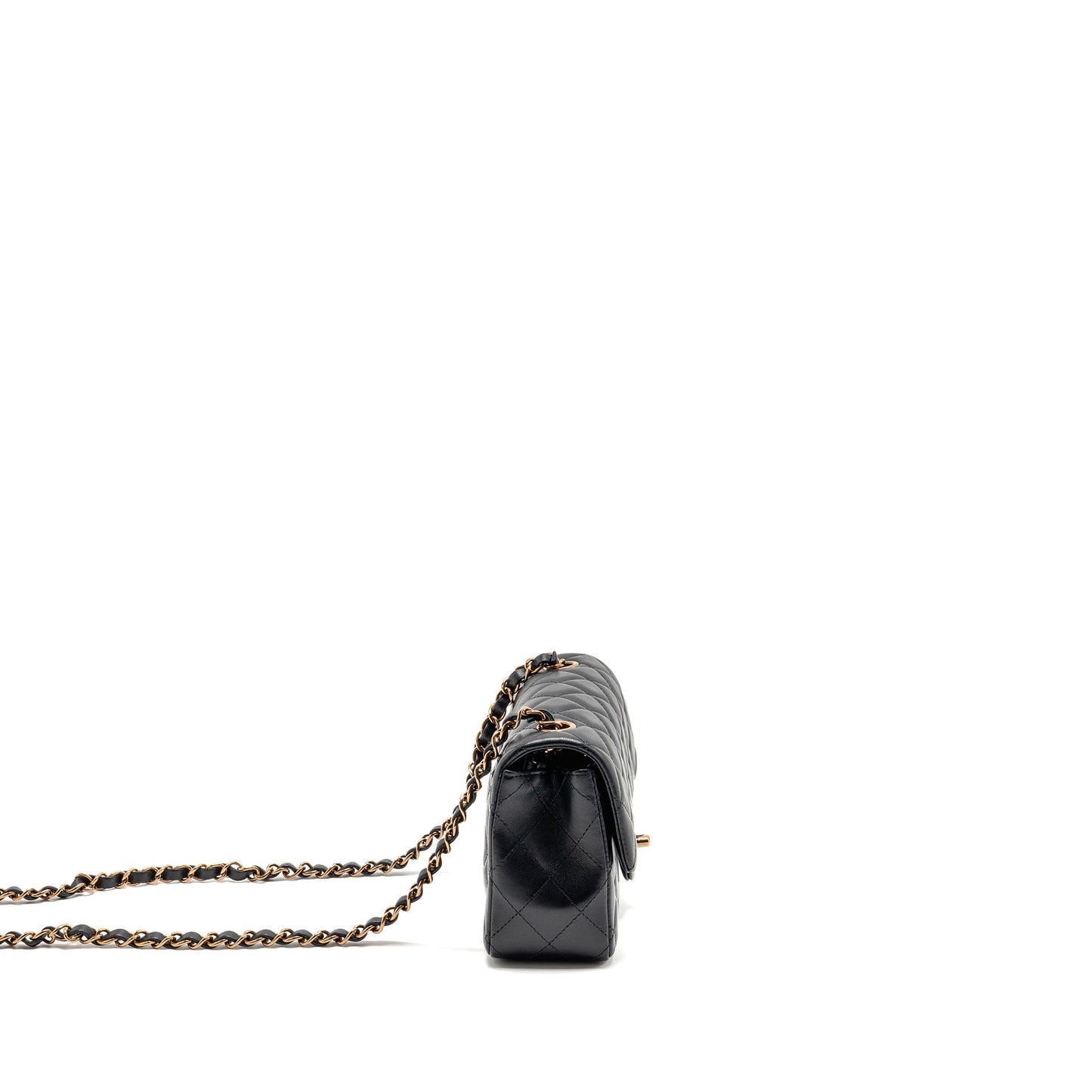 Chanel Mini Rectangular Flap Bag Lambskin Black RGHW (Microchip)