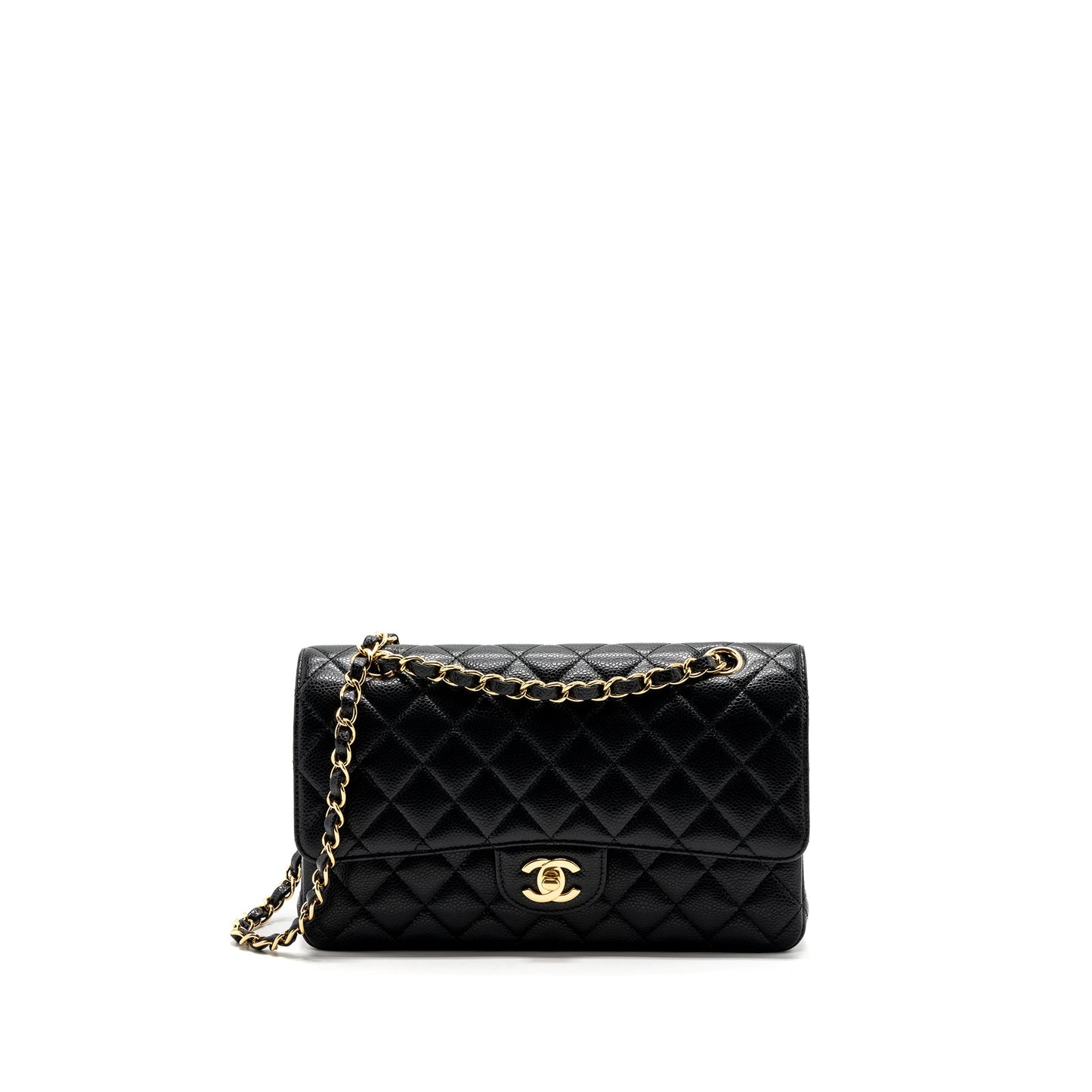 Chanel medium classic double flap bag caviar black GHW (microchip )