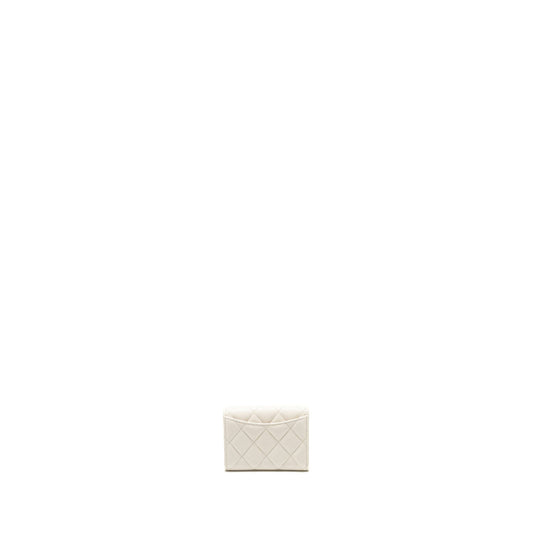 Chanel Classic Flap Card Holder Caviar White LGHW (microchip)