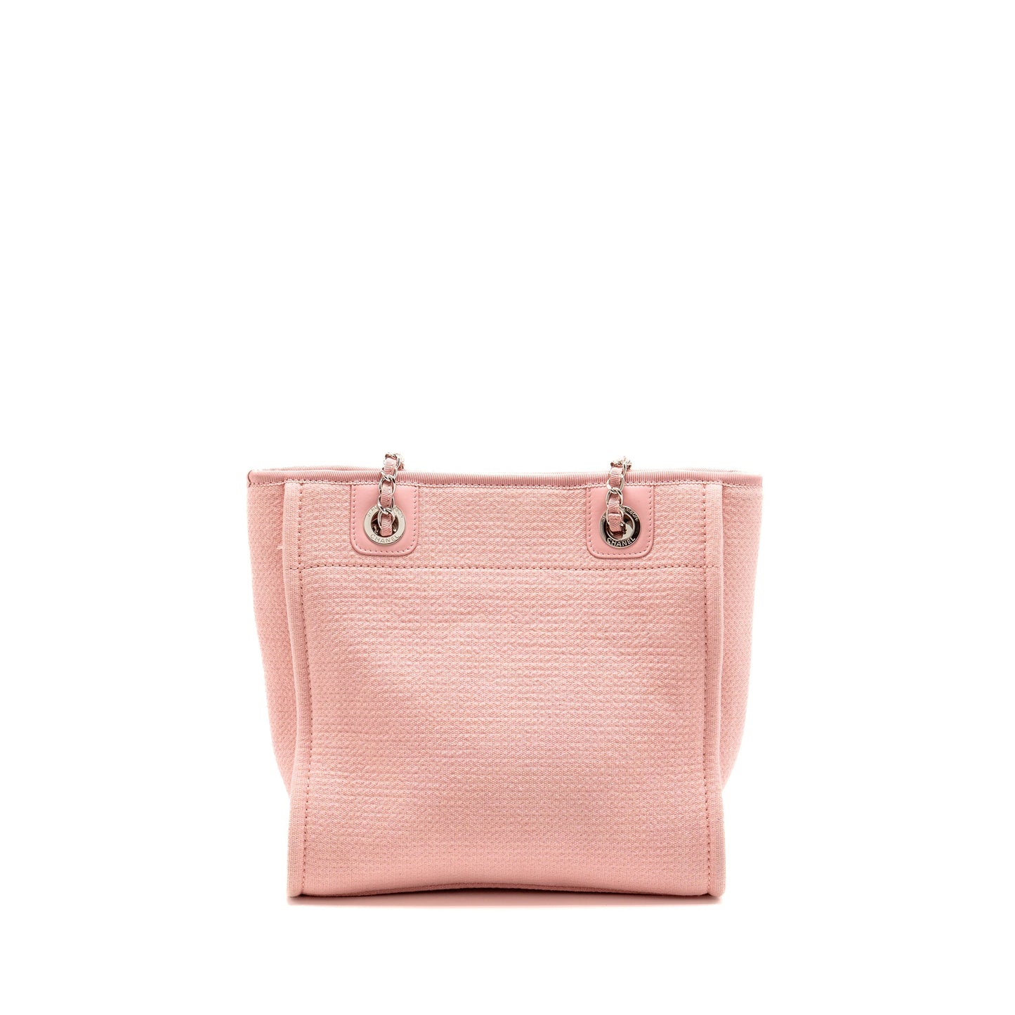 CHANEL DEAUVILLE PM TOTE BAG CANVAS PINK SHW (MICROCHIP)