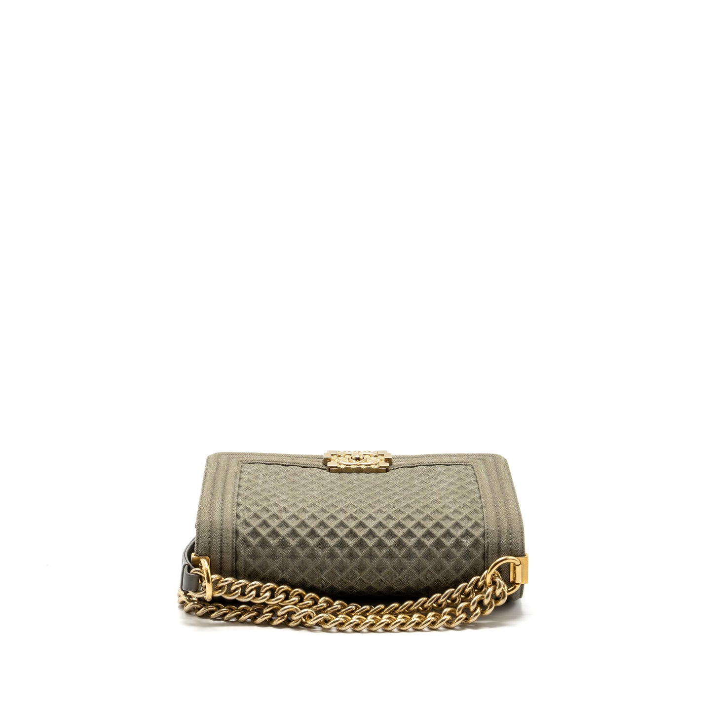 Chanel Medium Boy Bag Denim Olive Green Brushed GHW