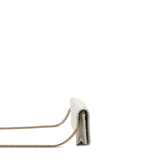 CHANEL BOY WALLET ON CHAIN CAVIAR WHITE LGHW (Microchip)